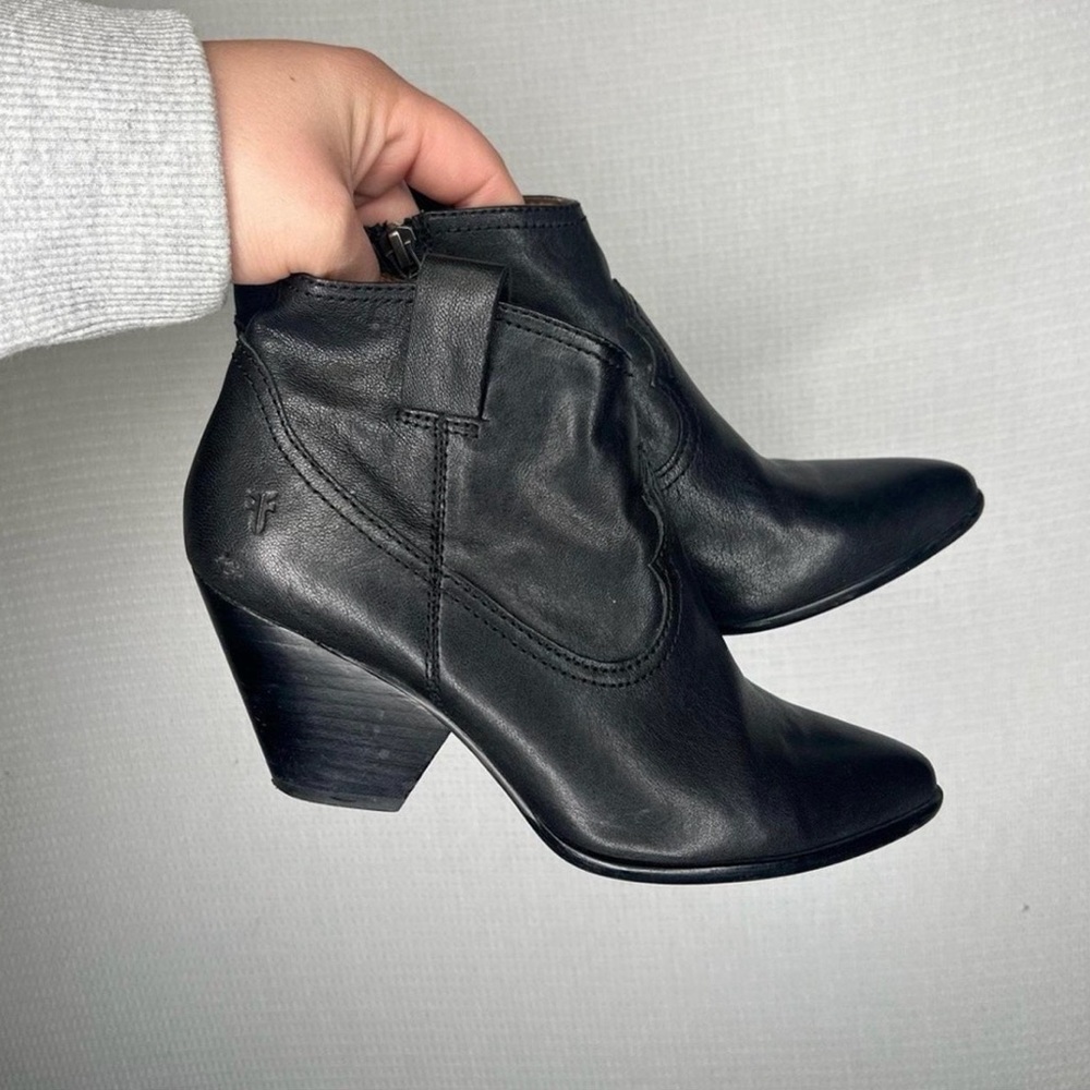 Frye Black Leather Ankle Booties